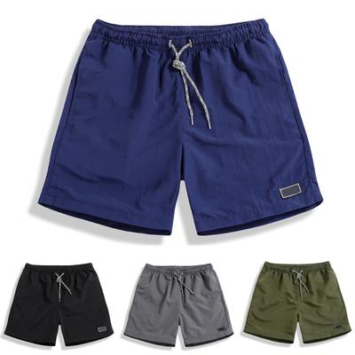 Shorts Solid Color Loose Male Men Drawstring Elastic Waist Shorts for Sports