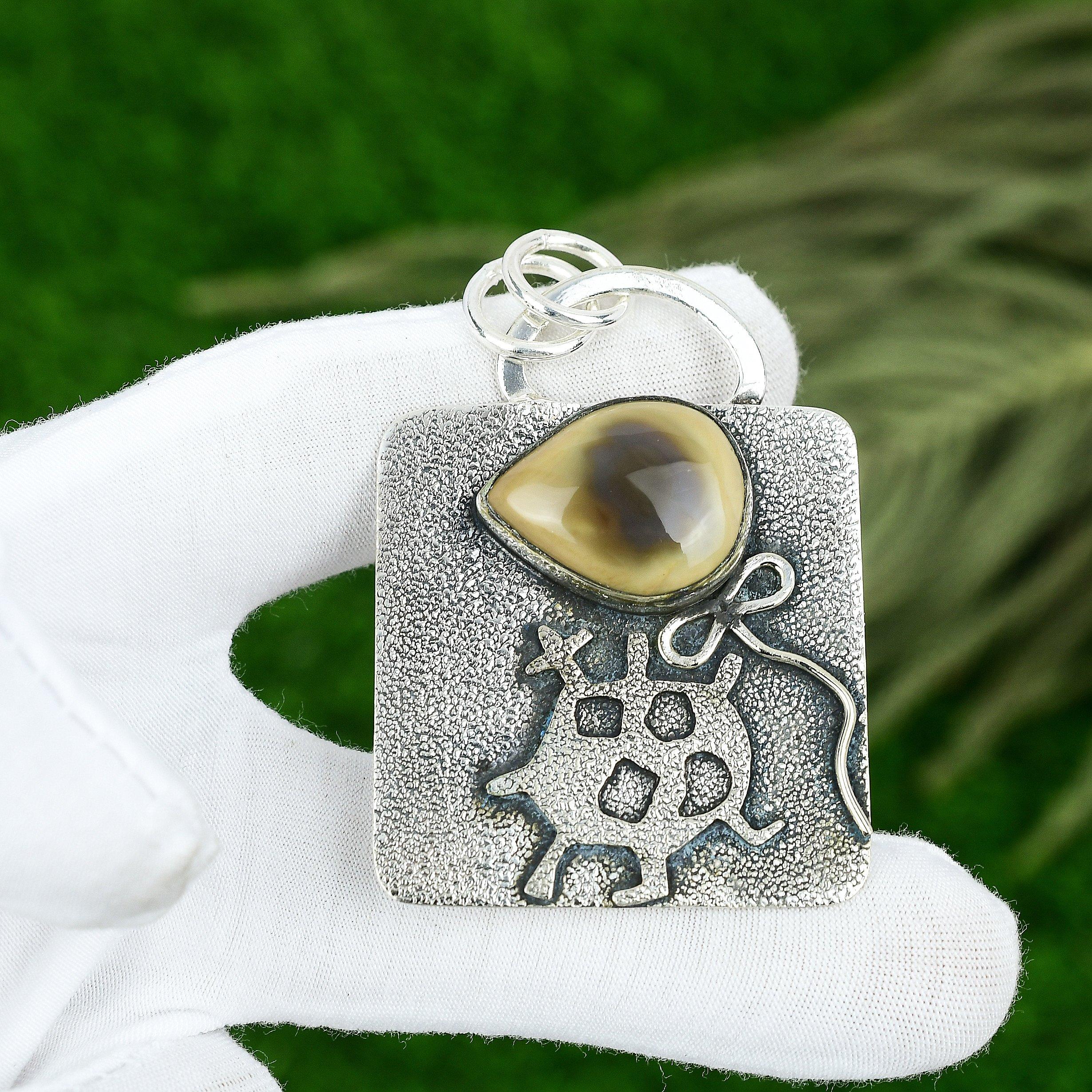 Распродажа ко Дню сестер Подвеска с драгоценным камнем Императорская яшма из стерлингового серебра 925 пробы