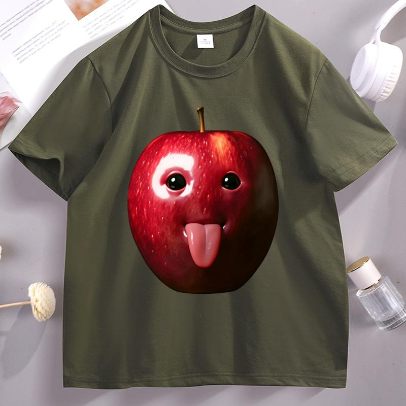 Funy Ai Apple T Shirt Humor Unisex Short Sleeve Round Neck TShirt Unisex Women Pullover Round Neck Loose Printed Tshirt Clothes