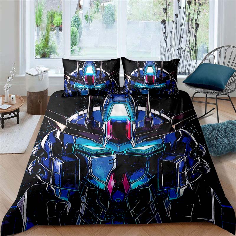 3D printed Mobile Suit Gundam bedding set, printed single duvet cover and pillowcase three-piece set, available in children's