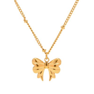 Youthway Gold Color Stainless Steel Bead Chain Butterfly Pendant Necklace Waterproof Jewelry Delicate Charm Collier For Women
