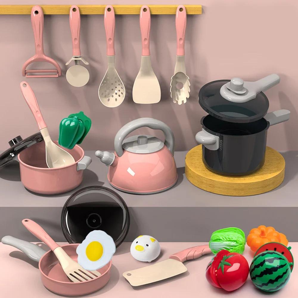 Conjunto de Brinquedos de Cozinha para Crianças 92/69/59 PCS Kit de Acessórios de Cozinha de Brincar com Panelas de Brincar Comida de Brincar Brinquedo de Cozinhar Meninas Meninos Presente
