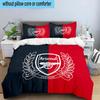 3PCS Arsenal Football Club Crest Printed Bedding Set, Includes A Duvet Cover and Two Pillowcases for Bedroom, Suitable for All Seasons