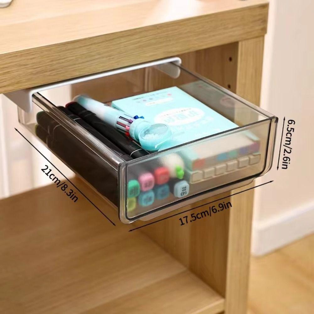 Slide Out Tray Under Desk Drawer Clear Desk Supplies Holder Stationery Storage Tray  Memo Rack