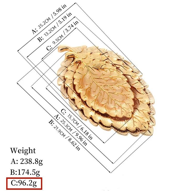 

European Fruit Plate, Alloy Home Leaf Texture Snack Plate, Gold Snack Plate, Candy Tray Home Desktop Living Room Decoration