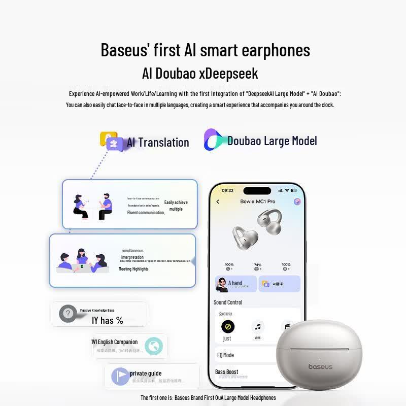 Baseus Bowie MC1 Pro Open-Ear Clip AI TWS Earbuds