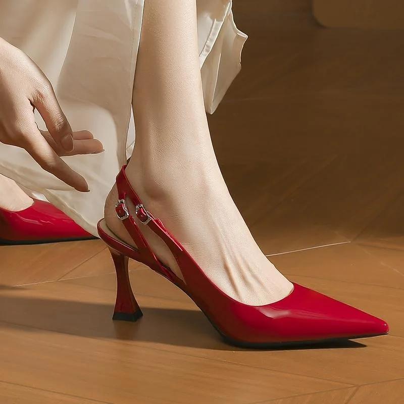 Fashion New Design Women Pumps High Heeled Sandals Pointed Toe Marry Jane Shoes High Quality Pu Heels Fashion Ladies Shoes 2025