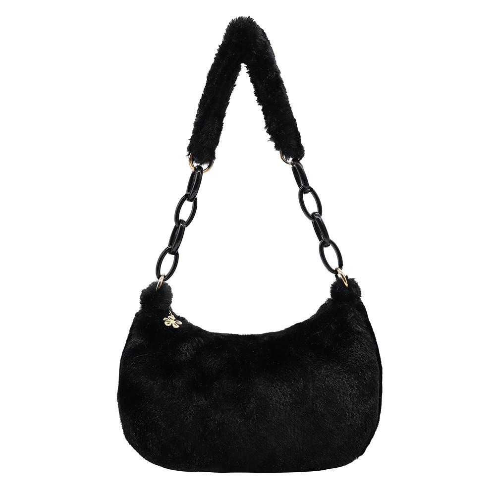 Elegant Autumn Winter Shoulder Bags Small Armpit Bags Women Plush Acrylic Chain Underarm Pouch Designer Luxury Casual Handbags