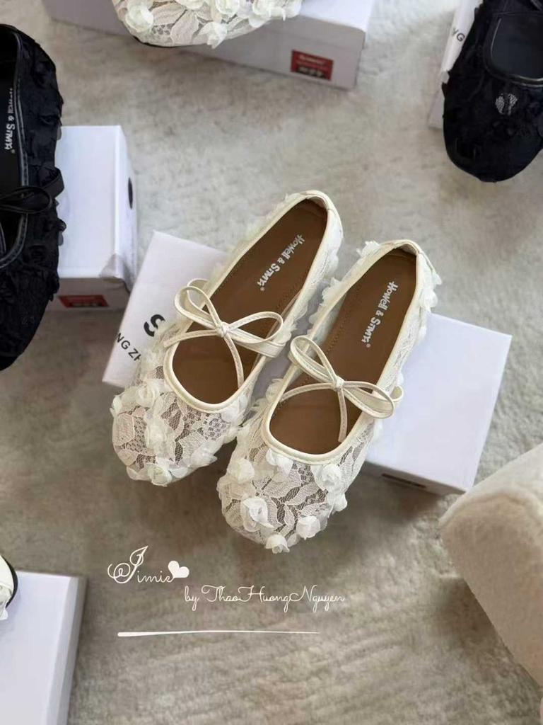 French New 2025 Summer Fairy Wind Girl Wear Versatile Soft Sole Bow Ballet Single Shoes Woman