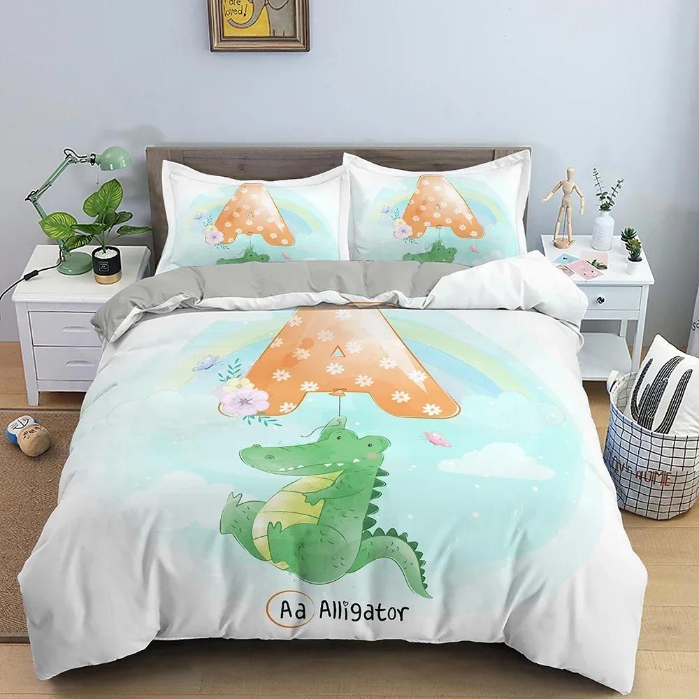 Cartoon Pattern Comfortable Duvet Quilt Cover Pillowcase Bedding Set Children Bedroom Decoration Home Textile