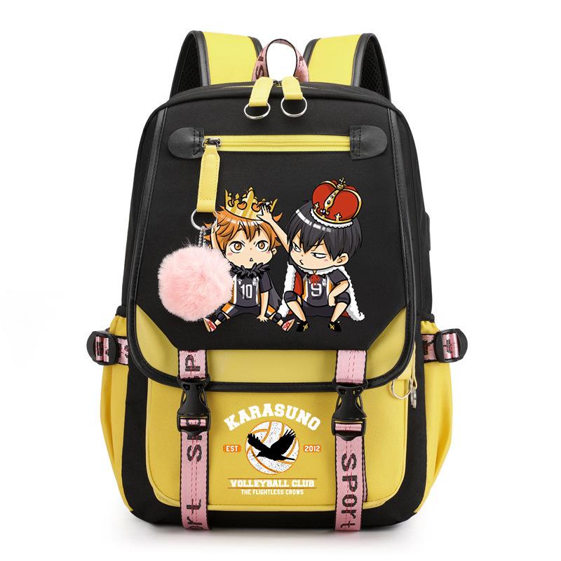 Anime volleyball teenager peripheral printing middle school student schoolbag outdoor large-capacity backpack
