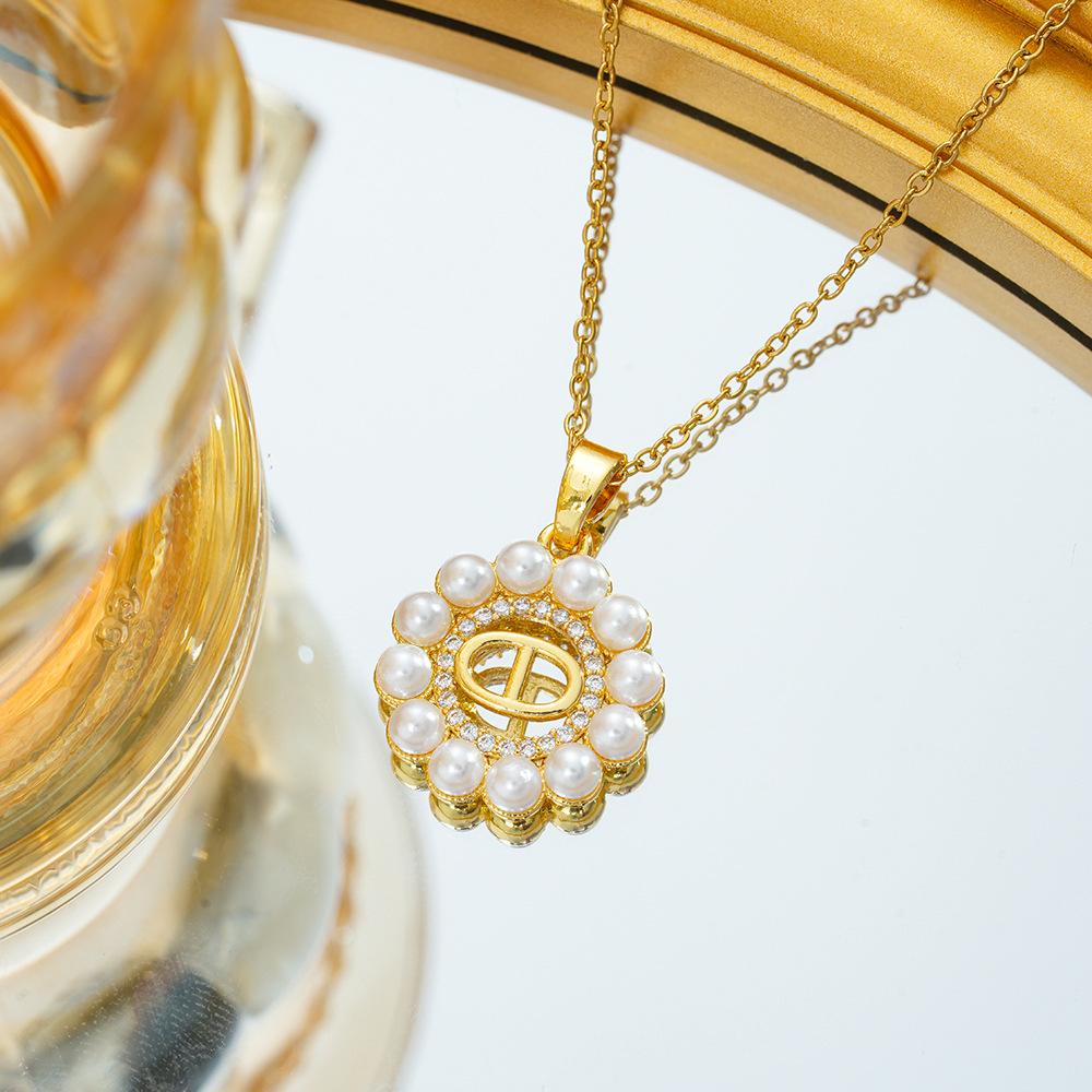 Micro-inlaid Chinese Style Small Fragrance Style Pearl Pig Nose Light Luxury Niche Temperament Necklace for Women