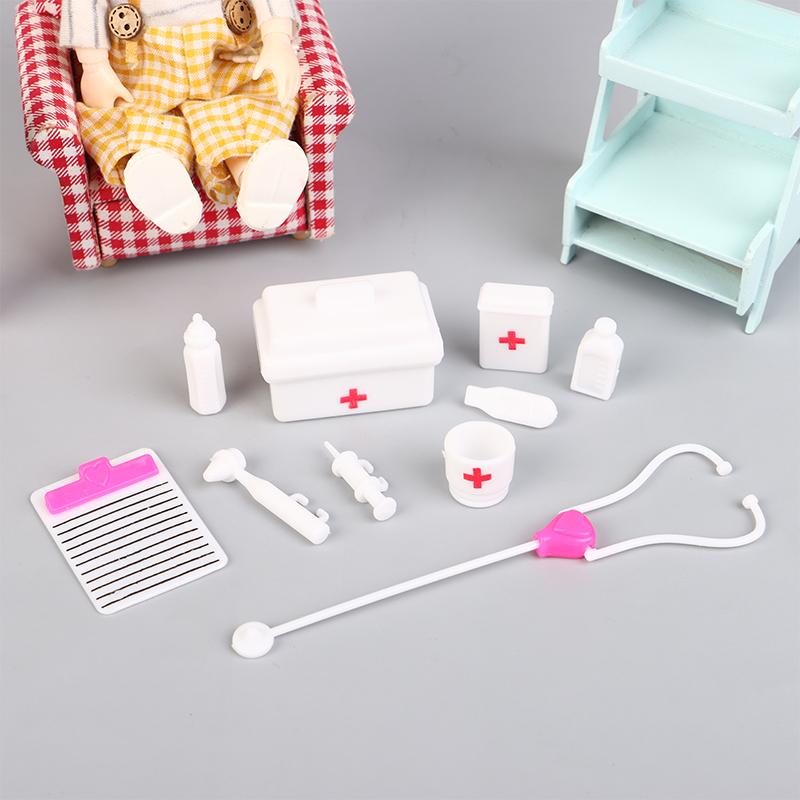 10Pcs/Set Dollhouse Miniature Hospital Stethoscope Mini Syringe Medical Appliances Medical Tool Model Medical Scene Decor Toys