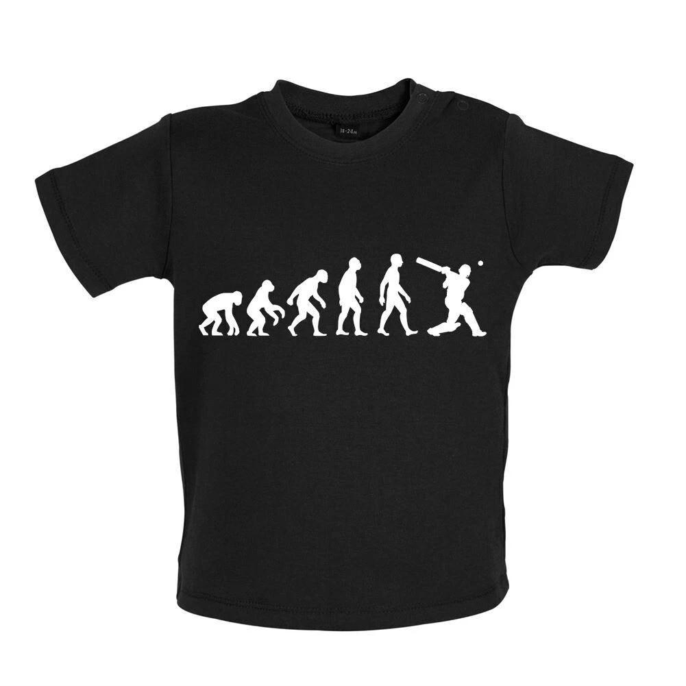Evolution Of Man Cricket - Baby Kids Boys Girls Unisex T-Shirt / Babygrow - Player Twenty Love Wickets 120