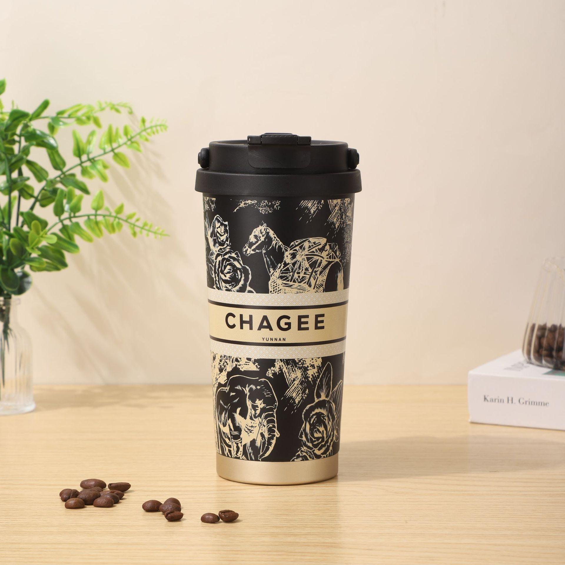 

2025 500ml 18oz New Fashion Trend 316 Stainless Steel Insulated Cup Coffee Cup Portable Handle Gift Cup 500ML чёрный