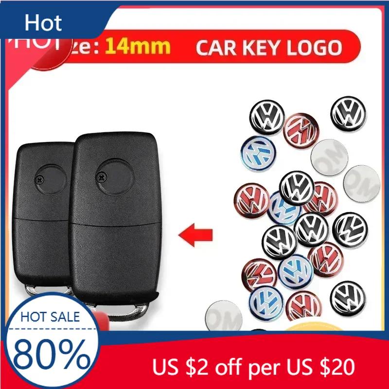 New 5/10Pcs 14mm Car Key Emblem Stickers Auto Control Key Logo Decals For Volkswagen VW GTI Golf Passat B6 Jetta Touran CAD