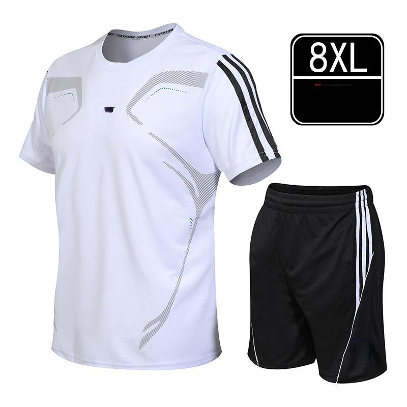 

Мужская спортивная одежда больших размеров, летний мужской повседневный костюм, шорты с короткими рукавами, облегающая одежда для фитнеса M
