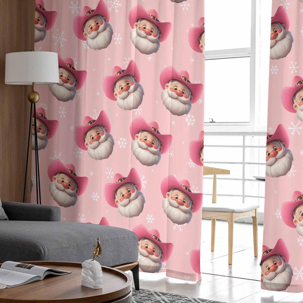 Västlig Jul Cowboy Jultomten Gardiner För Vardagsrum Sovrum Hemdekoration Fönster Voile Tyllgardin Draperier