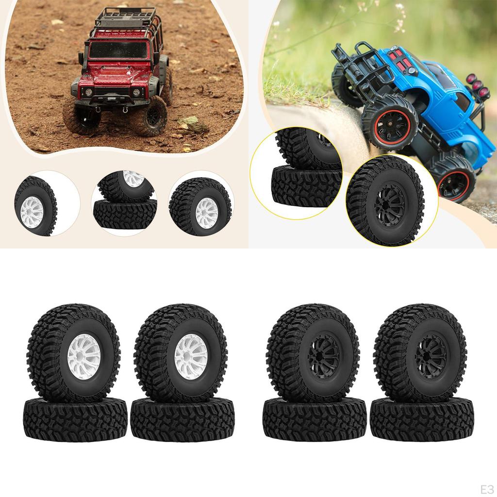 4 Pieces 1/10 Model RC Crawler Tires Parts Accessory Repair Professional Rock Crawling for