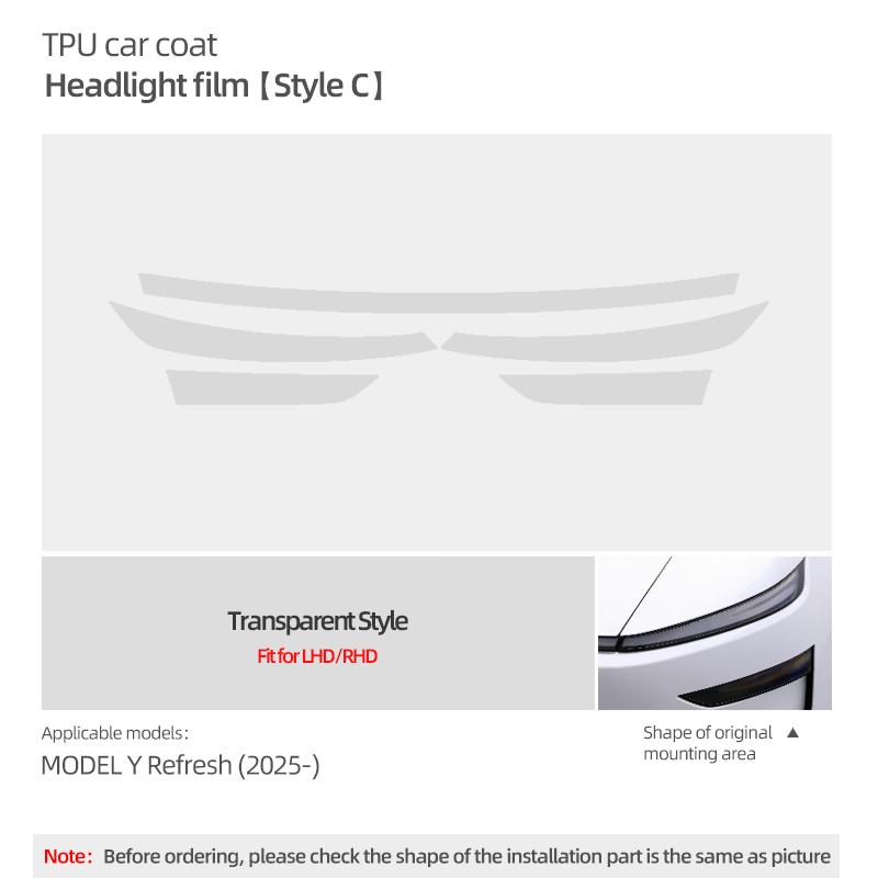 

For Tesla Model 3 2017- Highland 2025 Model Y 2019-2025 Juniper Car Headlight TPU Protector Film Decoration Sticker Accessories
