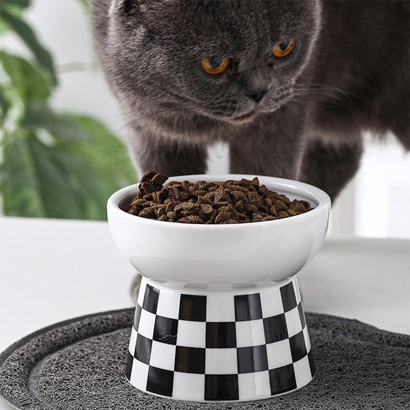 Ceramic High Foot Pet Bowl Cat Food Bowl Protects Cervical Vertebrae Pet Supplies