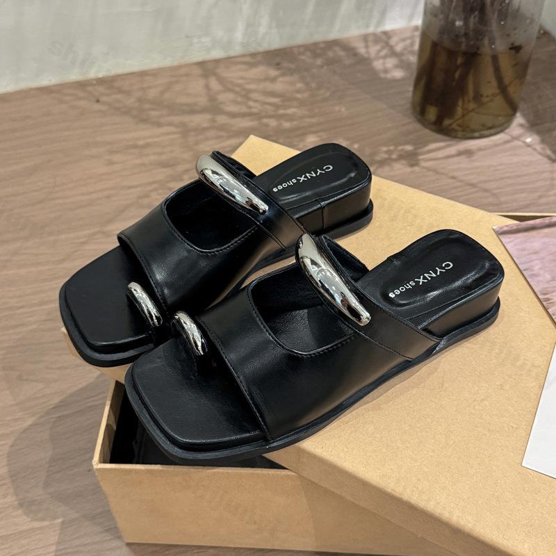 

Fashion Fashion Leopard Design Casual Low Heel Sandals for Women 2025 Summer Wedge Heel Open Toes Breathable Comfortable Beach Slippers 35 чёрный