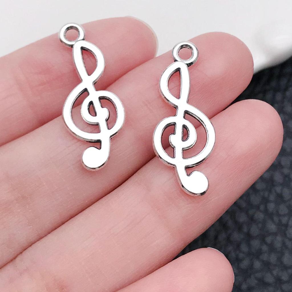 Mixed 30-Piece Musical Instrument Alloy Pendant Set with Guitar, Notes, and Mini Music Jewelry Accessories
