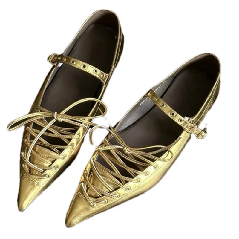 Pointed Toe Women Flats Loafers Shoes Dress Summer Fashion Shallow Sandals Lolita Luxury Woman Shoes 2025 New Brand Ladies Shoes