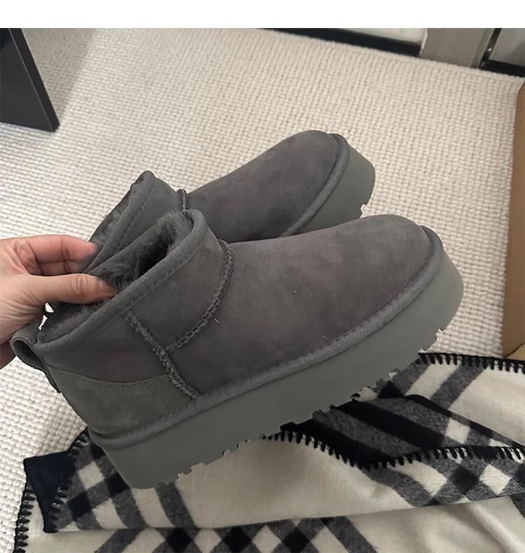 

Yueyu gray versatile thick-soled snow boots women s sheepskin and fur integrated 2025 winter velvet thickened short tube snow cotton 40