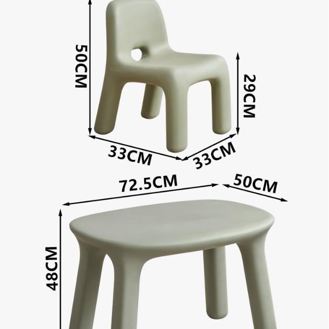 Children's Table & Chair Set: Writing Table, Dining Table, Learning Stool, Low Plastic Stool with Backrest for Kindergarten.