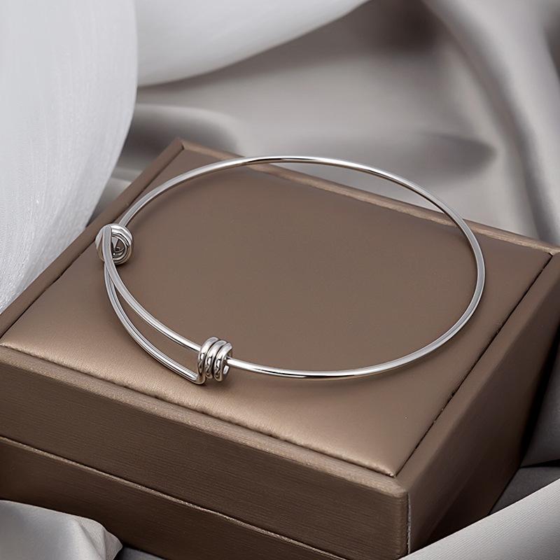 

1.6mm Stainless Steel Three Circles Adjustable Opening Bracelet Pulseira Bangle Women Zircon Friend Wedding Gift Big Pulsera