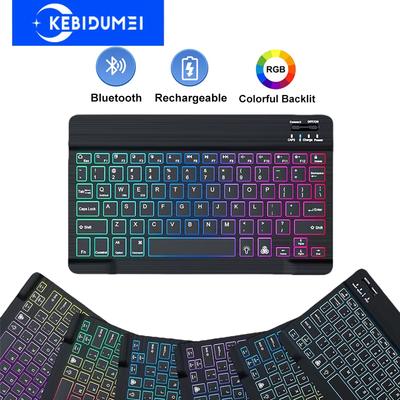 RGB Backlit Bluetooth Keyboard Mini Keyboard Gaming Keyboard Rechargeable Keyboard Portable Keyboard For IOS Android Windows
