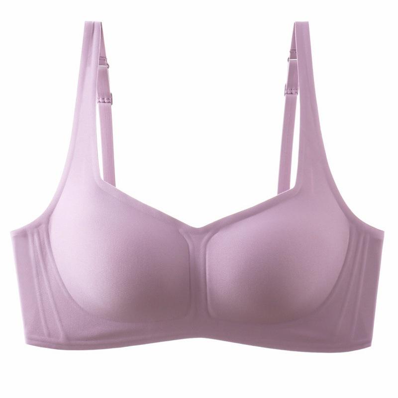 French Square Neck Jelly Strips Bra Soft Support No Steel Ring No Trace Thin Gather Underwear Women'S Comfortable Bra
