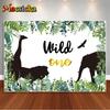 Mocsicka Jungle Safari Children Birthday Party Tropical Plants Animals Photography Background Baby Name Customized Poster Banner