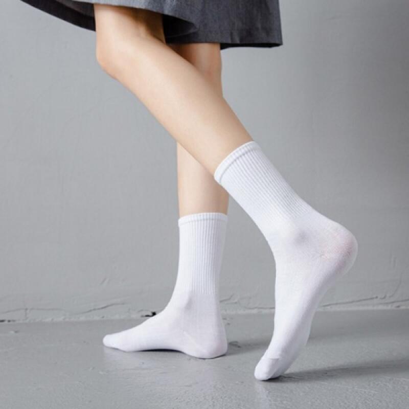 Plain Men s and Women s Daily Basic Socks 01 Medium Socks - White