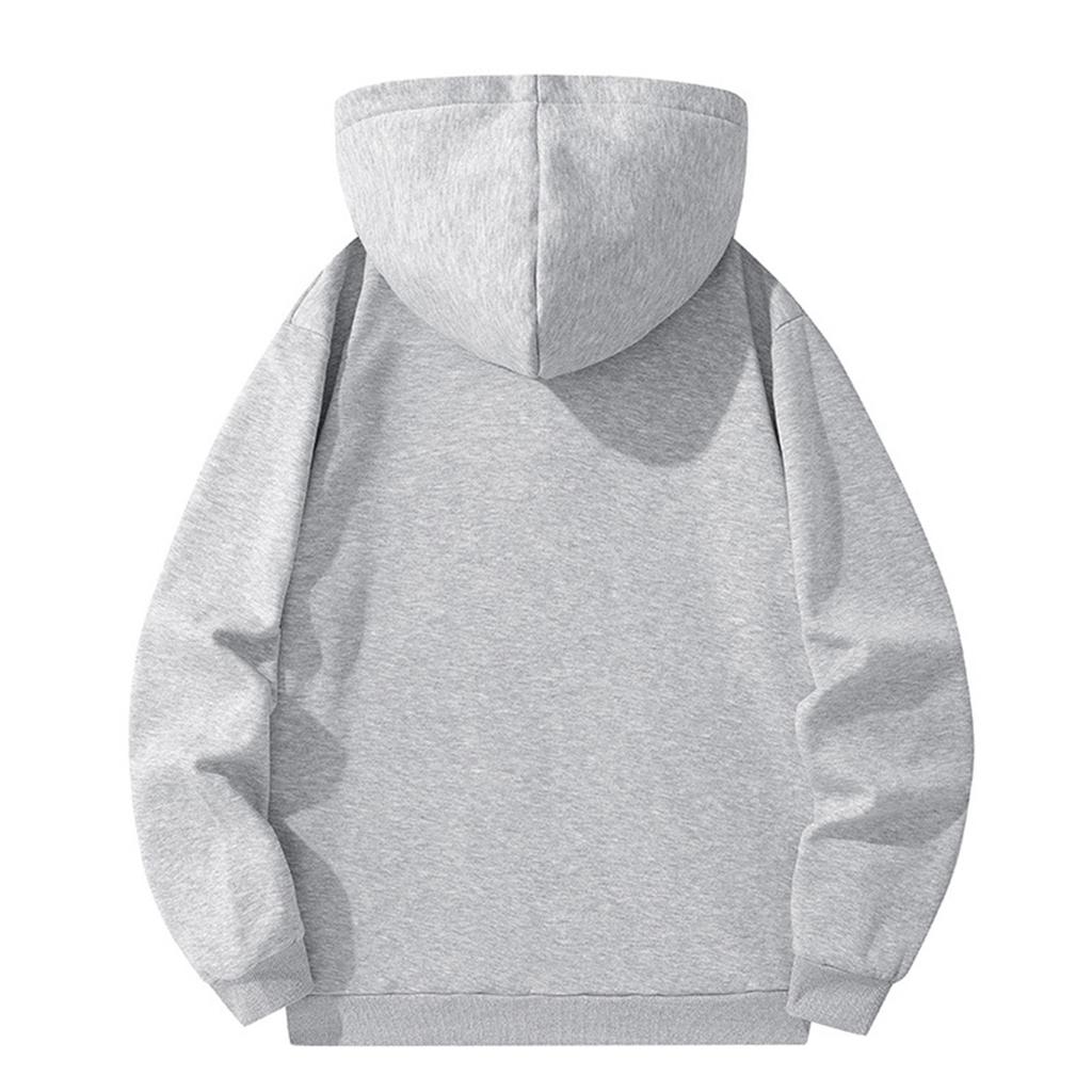 Men's Casual Loose Solid-Color Half-Zip Hooded Sweatshirt, Sports Sweatshirt