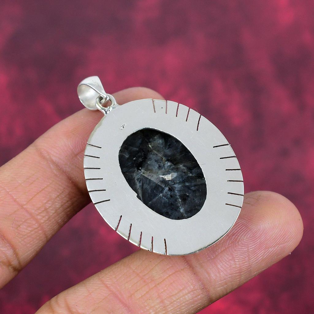 Larvikite Pendant Gemstone Jewelry, 925 Solid Sterling Silver Handmade Pendant, Latest Design Jewelry