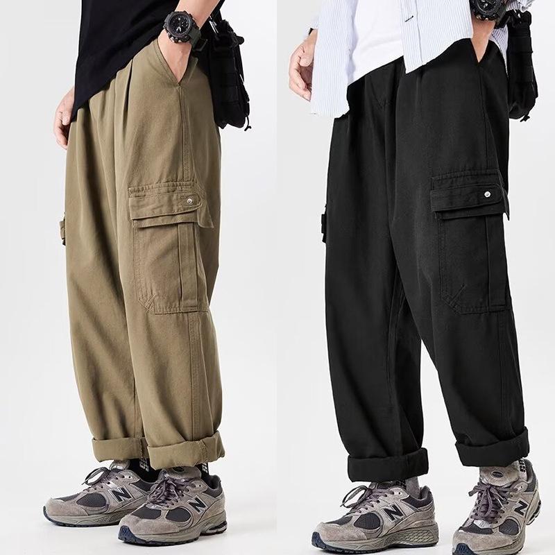 Khaki Overalls Men's Autumn New Loose Trendy Brand Wide-leg Pants Multi-pocket Straight Casual Pants