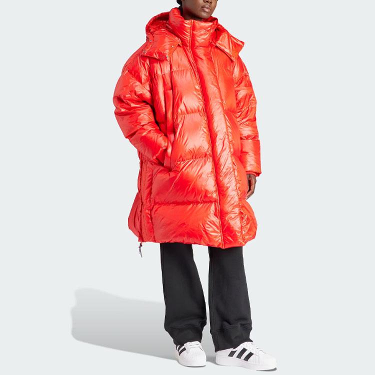 Adidas Originals Puffer Jacket With Hood Women Outerwear Red IR7118