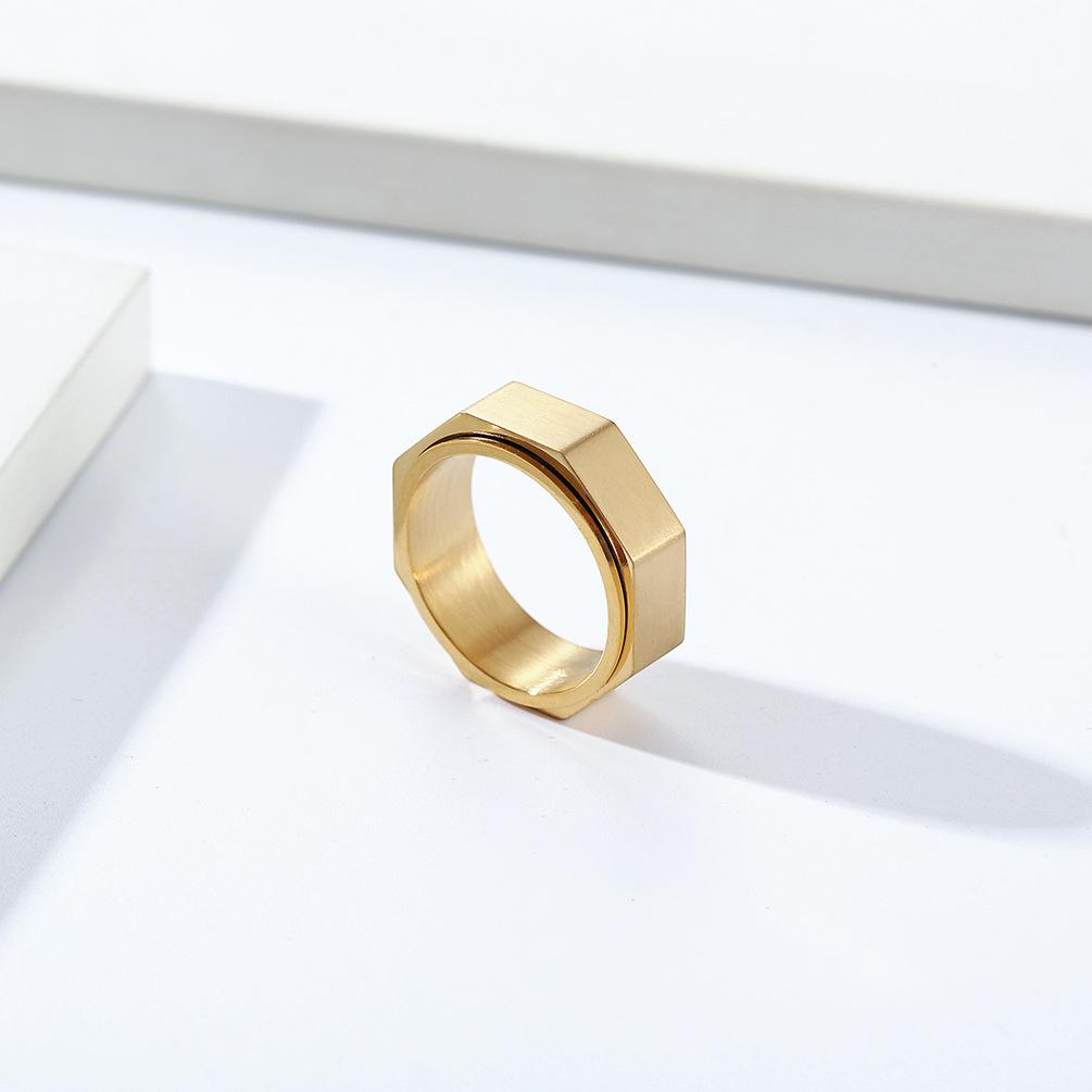 A Niche Personality Octagonal Nut Titanium Steel Rotating Ring To Relieve Anxiety and Relieve Stress