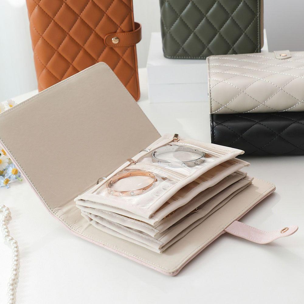Clear Pockets Necklace Binder Storage Book PU Leather Jewelry Packaging Box Storage Bag For Women