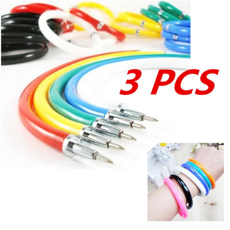 

3 pcs Bracelet Ball Pen Novelty Flexible Ballpoint Pen Creative Stationery(color:random)