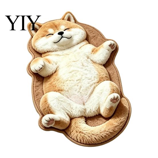 Easy to Clean Bedroom Rug Cozy Cat Shaped Floor Rug, Plush Cartoon Area Mat, Soft Whimsical Pet Themed Cover Crystal Velvet Decorative for Bedside And