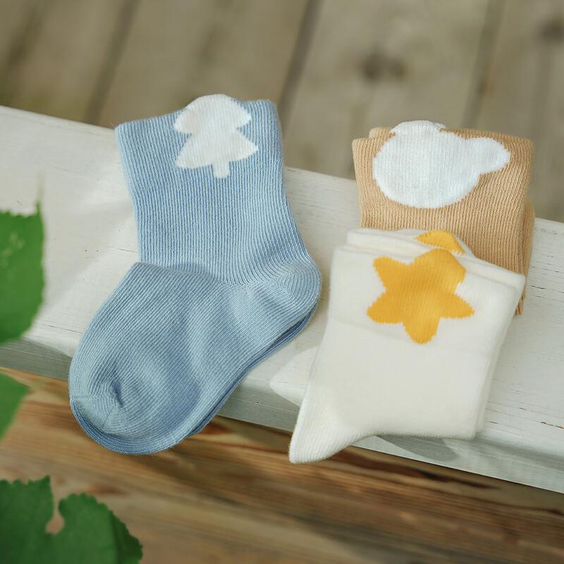 Minibala Lot de 3 Paires de Chaussettes Mi-hauts Douces en Coton pour Bébé