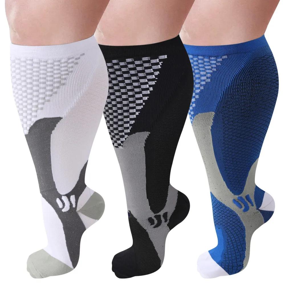 20-30Mmhg Wide Calf Compression Socks For Men Women Plus Size Knee High Support