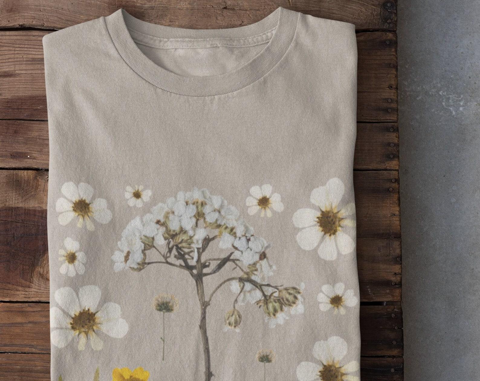 Flowers Botanical Shirt,Wildflower Shirt,Garden Shirt,Wildflower Tee, Plant Lover Gift,Women s Flower Tee,Plant Shirt,Cottagecore Clothing S