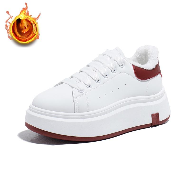 Women's Winter Warm Chunky Platform Sneakers Faux Fur Lining Walking Shoes Casual Comfortable Fleece Lined Non-Slip Lace-Up Tennis Sneakers for Women