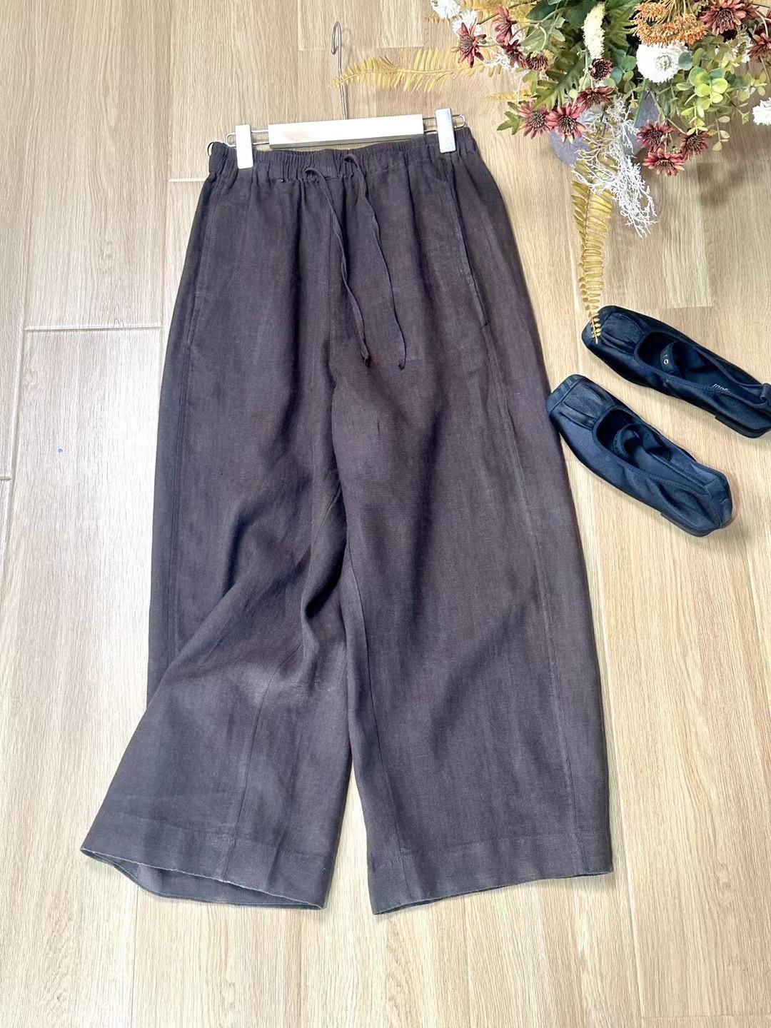2026 New Minimalist Japanese Linen Wide-Leg Women s Pants – Versatile, Casual, Loose Fit One Size