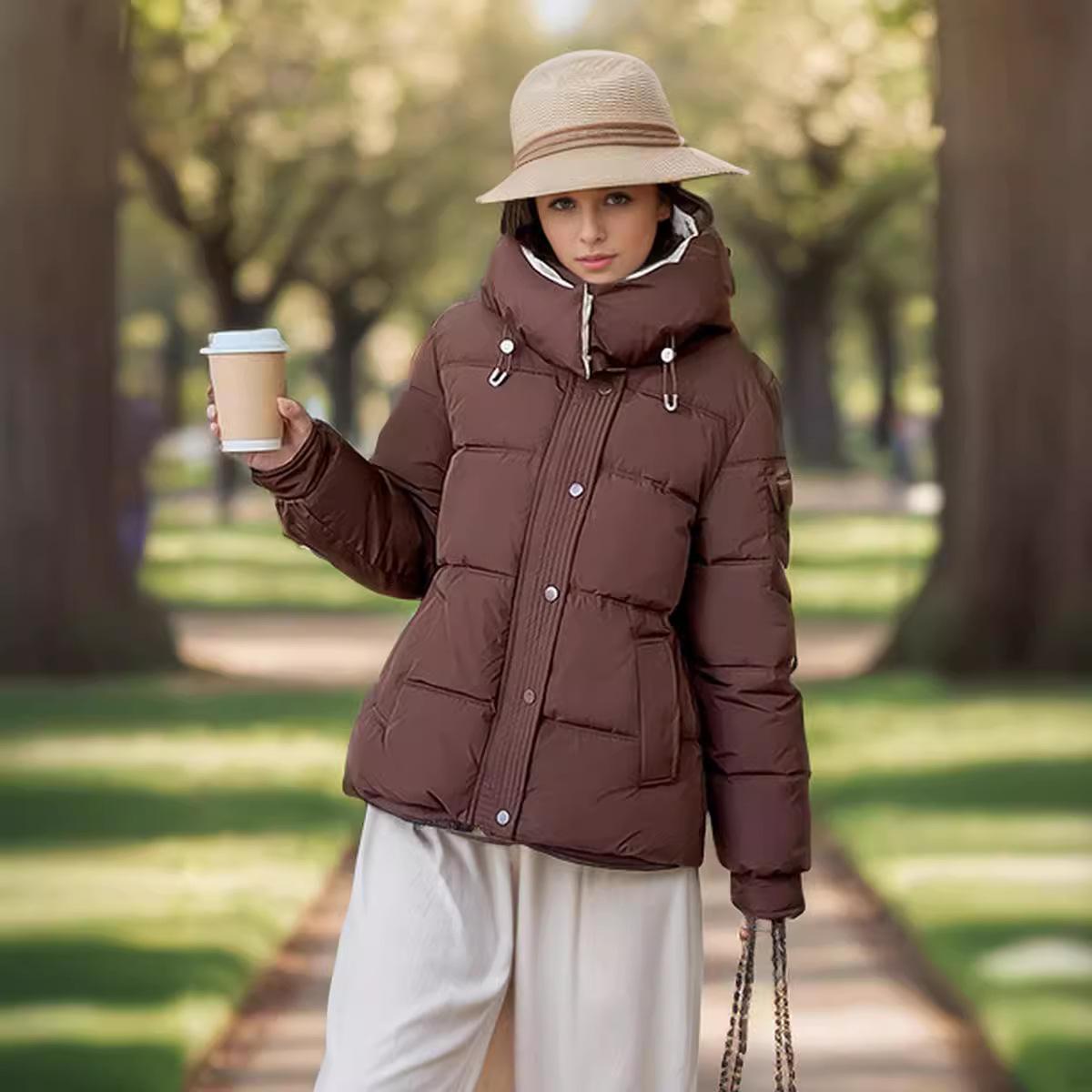 

GMXIA женские винтажные повседневные однотонные куртки и пальто с капюшоном на осень и зиму с длинными рукавами и принтом XXL кофейный