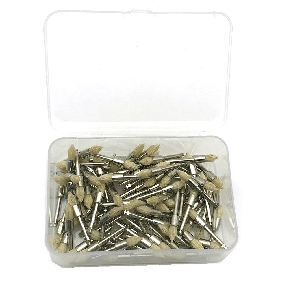 100pcs Dental Prophy Brushes Polishing Polisher Rubber Cup Disposable Latch Type Colorful Buff Nylon Bristles Brush